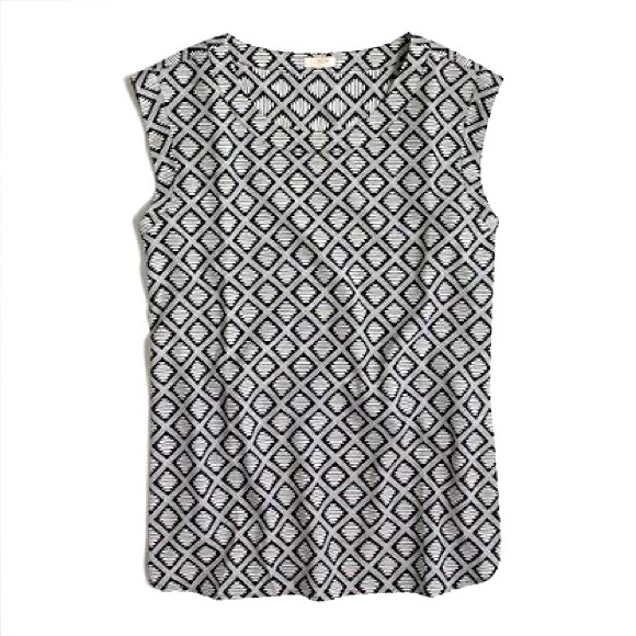 J. Crew Tops - J. Crew Black & White Printed Drapey Sleeveless Top